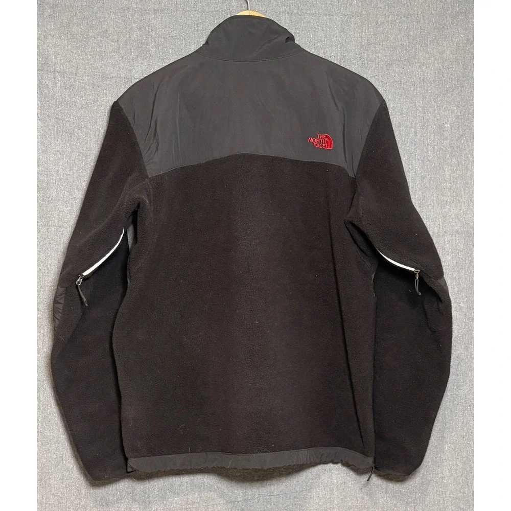 The North Face Denali Polartec Fleece Jacket Mens Large Black Red Logo Full Zip